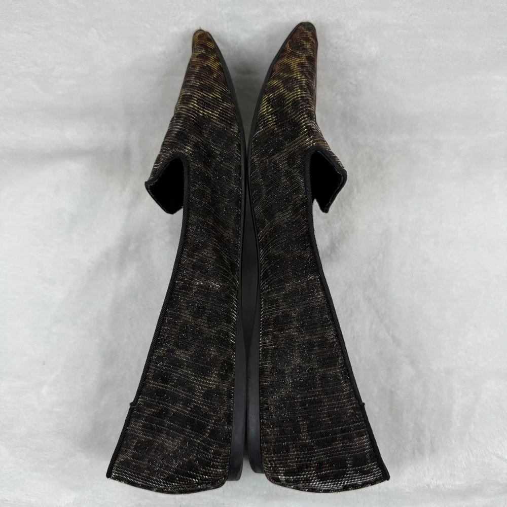 ALDO Leopard Print Metallic Pointed Toe Flats‎ Gold Bronze Size 9 Womens